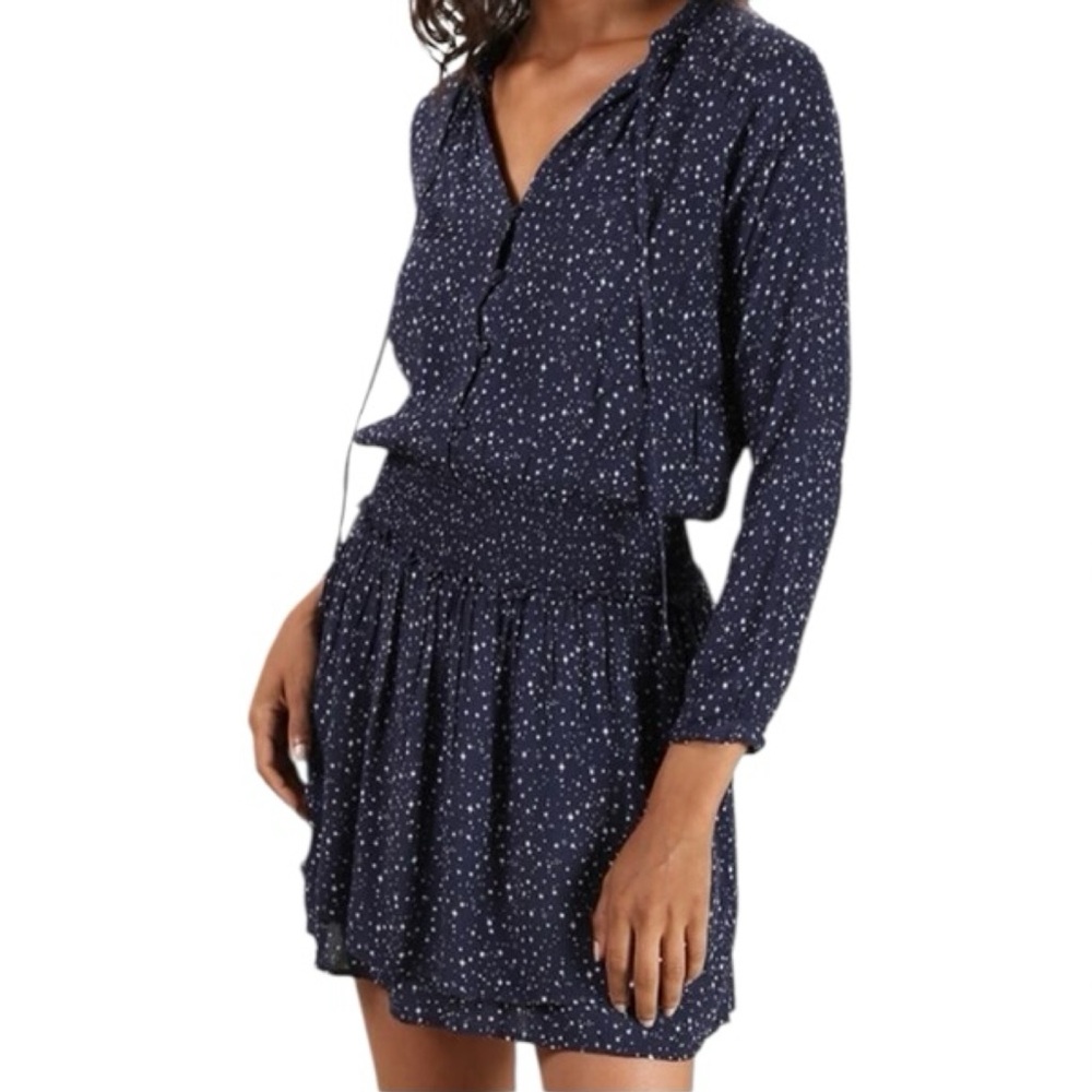 Rails Women’s Small Navy & White Star Print Long Sleeve Jasmine Dress Patriotic